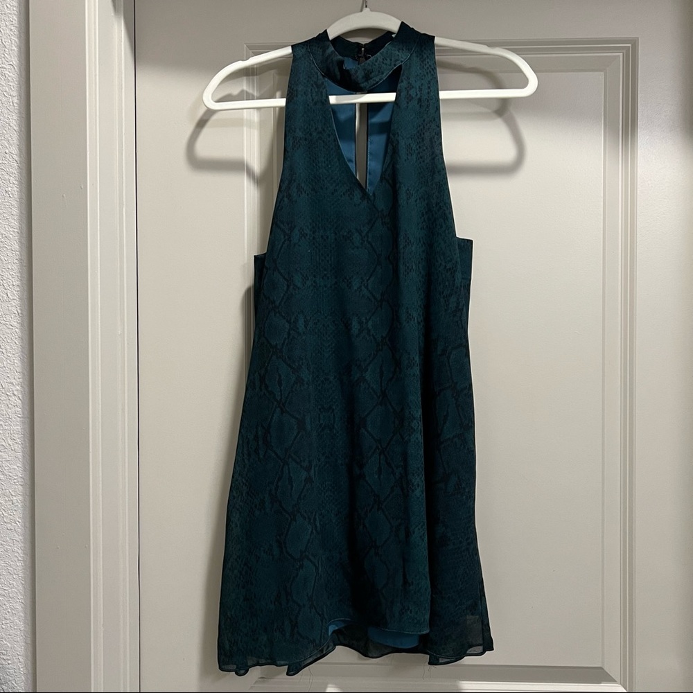 Green/Teal Snake Print Halter Dress, S